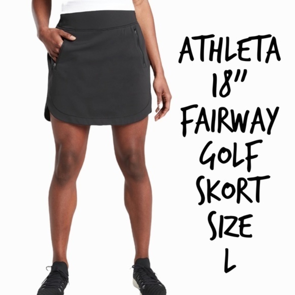Athleta black fairway 18” golf skort size L New With Tags